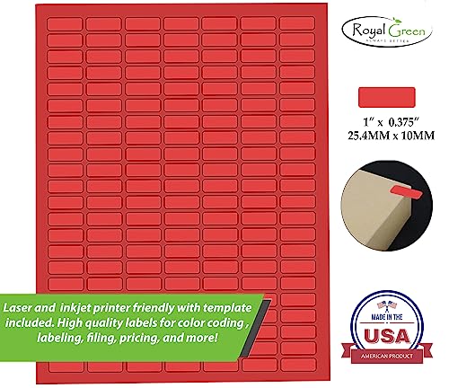 Royal Green Printable Rectangle Labels, 1 x 0.375 Inch - 1540 Pack - color: Red, size: 1540