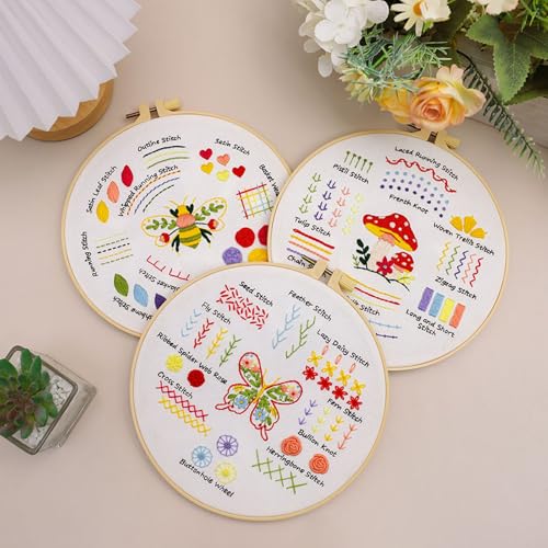 Louise Maelys 4 Pack Embroidery Kit for Beginners Stitch Practice Set - color: 4 embroidery