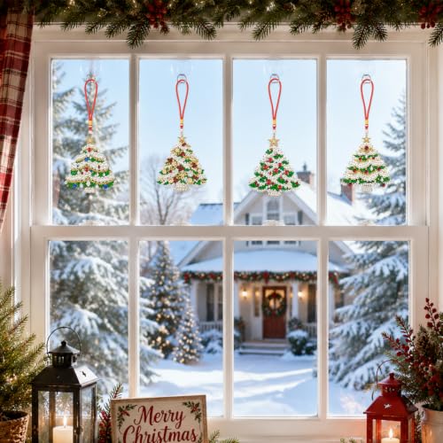 Aeepics Hanging Diamond Art Kit for Adult Mandala, DIY Diamonds Painting Pendant Ornament Kit, Acrylic Diamond Art Painting Board Kit (Christmas Tree) - color: Christmas Tree