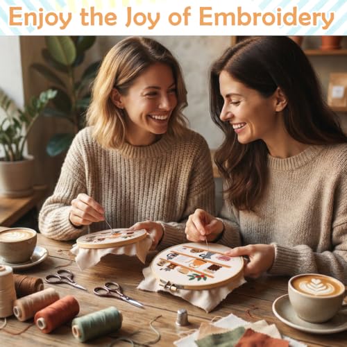 Nuberlic Coffee Bar Embroidery Kit for Beginners - color: coffee