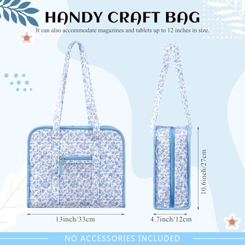 Abbylike Sewing Embroidery 8 Compartments Bag, Blue Floral - style: Blue Floral