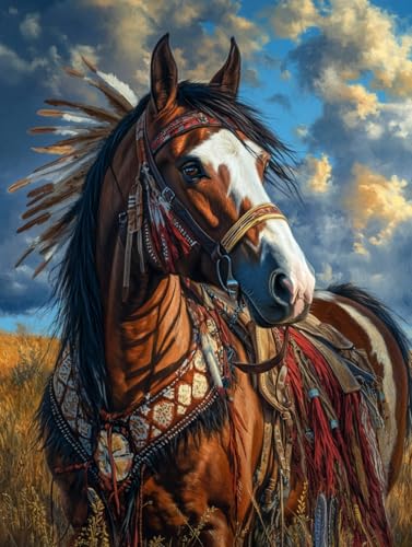 DIY Horse 11CT Pre-Printed Cross Stitch Kit for Adults & Beginners, Easy Needlepoint Pattern for DIY Home Décor & Crafts 1096
