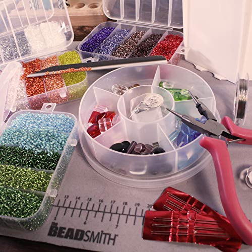 The Beadsmith Portable Bead Caddy - Bead Set w/Jewelry Making Supplies, Includes 1000+ gm of Seed Beads Plus Accessories & Storage