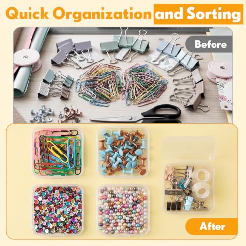 Jetec 6 Pieces Mini Plastic Clear Beads Storage Containers Box for Collecting Small Items, Beads, Jewelry, Business Cards, Game Pieces, Crafts (2.1 x 2.1 x 0.8 Inch) (Pack of 3) - size: 2.1 x 2.1 x 0.8 Inch (Pack of 3)