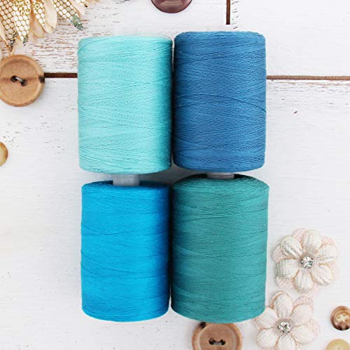 ThreadArt Cotton Quilting Thread Set, 1000M 50/3, 4 Teal Tones - color: 4 AQUA TONES