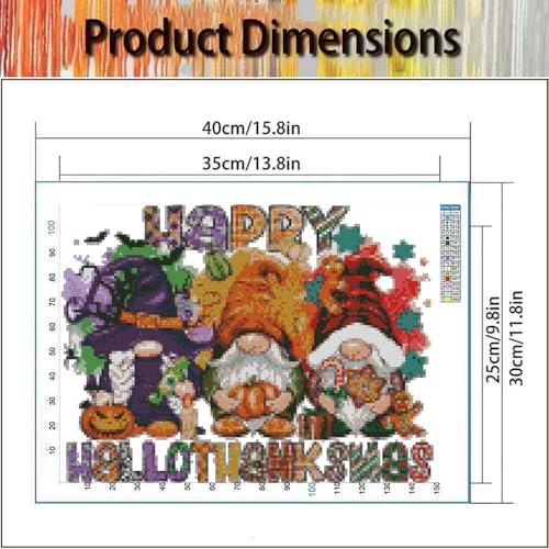 VIGEGU Gnome Stamped Cross Stitch Kits for Adults Beginners 12x16 inch - color: Halloween gnome Cross Stitch