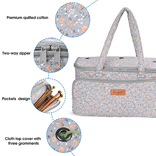 Yarn Bag-Yarn Storage Organizer with Grommets-Portable Crochet Bag for Yarn Skeins-Crochet Hooks-Knitting Needles -Other Accessories (Tulip-Orange) - color: Tulip-Orange