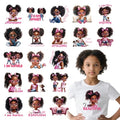DTF Transfers Ready to Press - 20Pcs Black Little Girl Iron on Transfers for Tshirts, Chibi Afro Girl Iron on Decals Patches, Afican American Young Princess Sublimation for DIY Clothes Jeans - color: Black Little Girl670