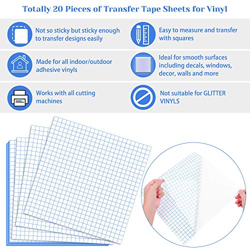selizo Transfer Tape, 20 Pack Transfer Tape Clear Contact Paper for Craft - color: 20 Pack, size: Medium Tack Tape with Grid Lines