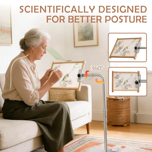 Cross Stitch Floor Stand - Adjustable Metal Needlepoint Embroidery Holder