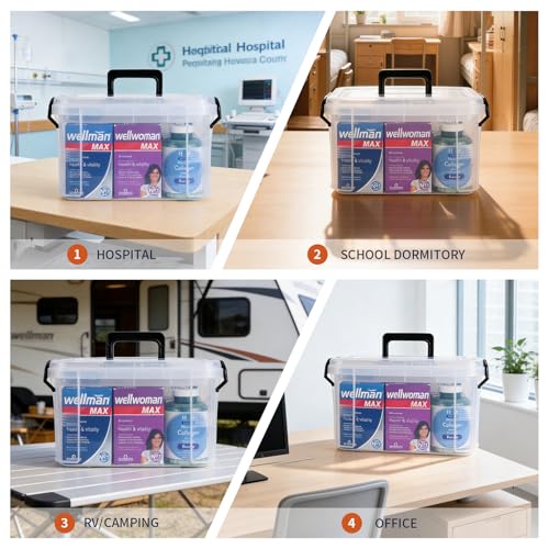 2-Tier Medicine Organizer - Plastic Portable Storage Box with Handle Clear - color: Clear