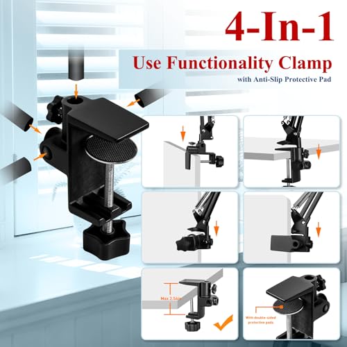 12X 30X Square Magnifying Glass with Light and Clamp - color: Red, size: 12X 30X
