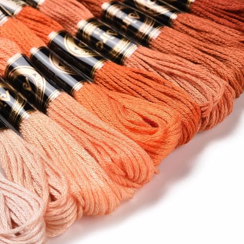 12 Skeins Orange Cross Stitch Threads 0.5mm Embroidery Floss 6 Ply Polyester Friendship Bracelets Floss Crafts Floss 12 Color 8.75 Yards(8m)/Skein - color: 12 Skeins, Orange