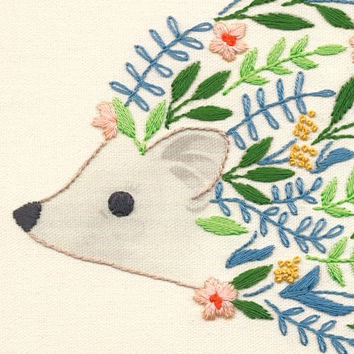 Dimensions 71-06262 Hedgehog Embroidery Needlepoint Kit for Beginners with Printed Fabric, 7" x 5", Multicolor, 4 Pieces - style: Hedgehog