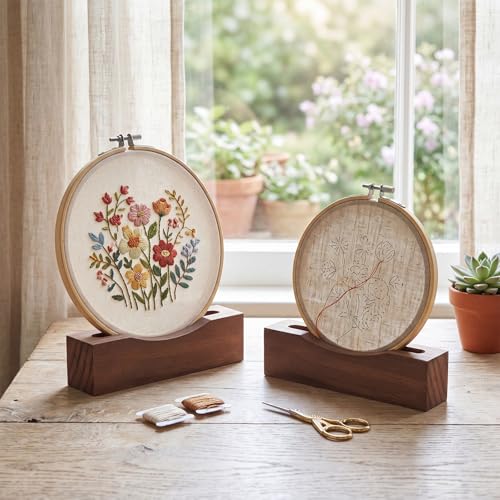 Chunful 6 Pcs Embroidery Hoop Display Stand, 5.3" X 1.3" X 1.5", Walnut - color: Walnut, size: 5.3" X 1.3" X 1.5"