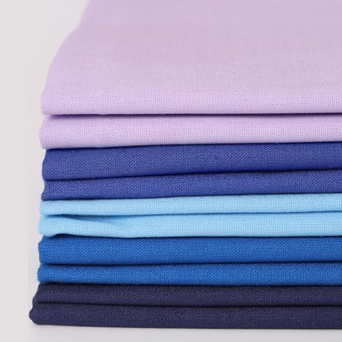 10 Pieces 18 x 21 Inches Cotton Fabric Precut Quilting Fabric Bundles Solid Colors Layer Cakes Quilt Material for DIY Craft Sewing Embroidery (Bule Purple Set) - color: Bule Purple