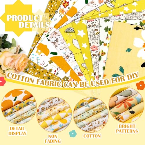 Kinlop 600 Pcs 4"x4" Cotton Fabric Squares Quilting Precut, Yellow - color: Classic Style