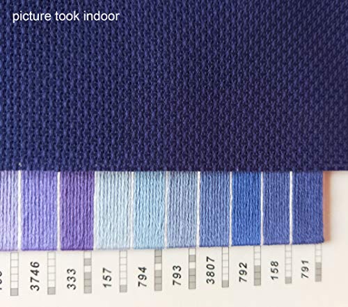 19" x 28" 14CT Counted Cotton Aida Cloth Cross Stitch Fabric (Royal Blue) - color: Royal Blue