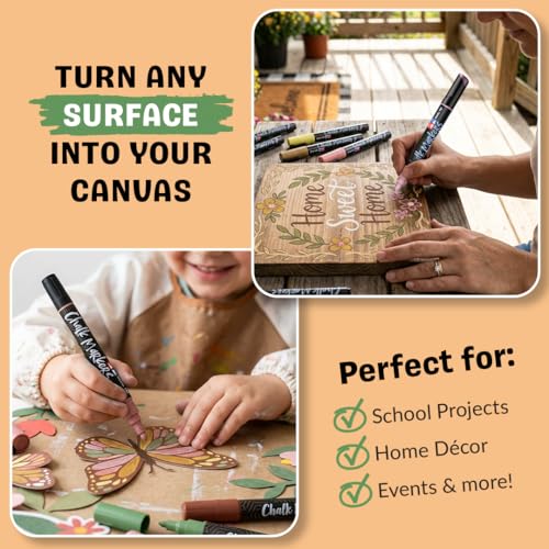 Chalkola 8 Erasable Pastel Dual Tip Chalk Markers for Blackboard Chalkboard - size: Dual Tip - 1mm+5mm