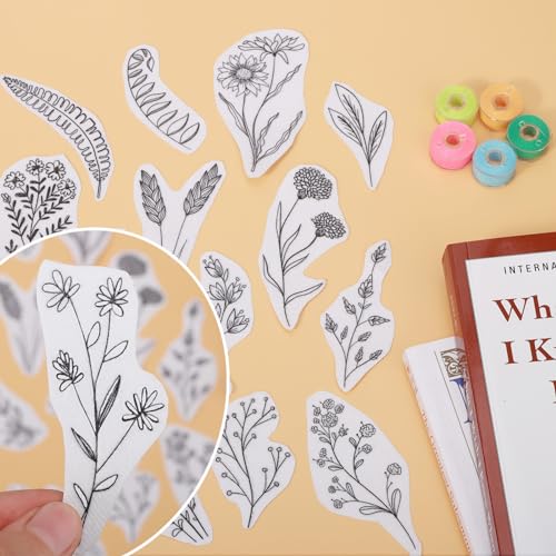 Patemby Embroidery Pattern Water Soluble Embroidery Stabilizers, Stick and Stitch Embroidery Paper Wash Away with Pre-Printed Pattern Designs Stencils Transfers for Hand Sewing Lover Beginner - color: Leaves