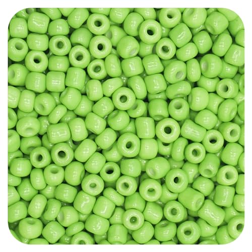 1000 Pcs Craft Glass Pony Beads for DIY Jewelry Making, 4mm 6/0 Colorful Bulk Beads for Bracelets, Necklaces, Rings and Earrings (Grass Green) - color: Grass Green