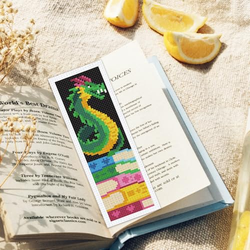 ORIGACH 6 Set Dragon & Book Cross Stitch Bookmark Kit for Beginner - style: Dragon & Book
