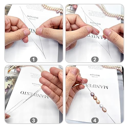 BlingKingdom 5 PCS Big Eye Needles for Beading, Collapsible Beading Needles