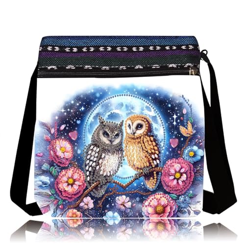 LSQFS 5D Diamond Art Crossbody Purse, DIY Diamond Art Kits for Adults Mosaic Handcraft Canvas Bag for Women, 8.5x8.7x0.39 Inch Lightweight Adjustable Shoulder Bag for Beach, Travel and Everyday - color: Red