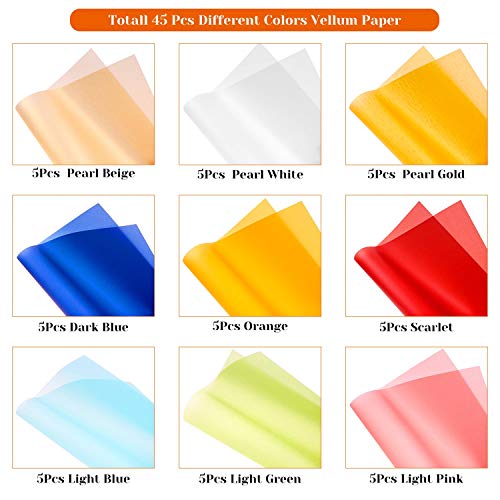 Cridoz 9-Color Transparent Vellum Paper - 8.5 x 11, Translucent Tracing Paper for Printing & Drawing