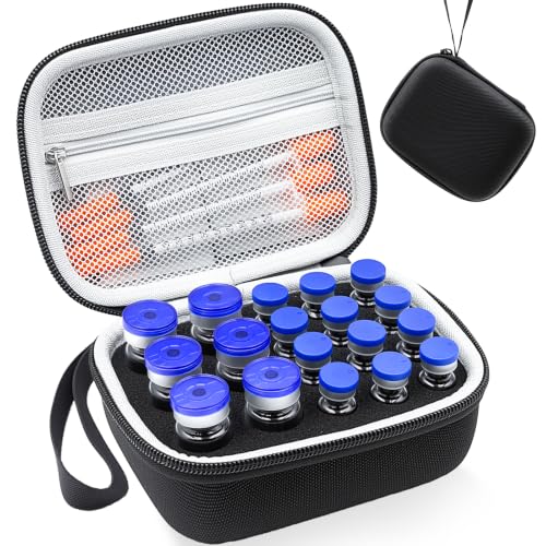 Peptide Case for Fridge, Insulin Vial Case for Diabetics & Peptide Users - color: Black- 12×3ml+6×(5ml/10ml)