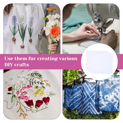 20 Pcs Embroidery Fabric, 10x10 Inch Pre-Cut White Cotton Fabric Squares, Quilting Squares Bundle Layer Cakes Embroidery Cloth for Garment Craft DIY Craft Sewing Making (White)