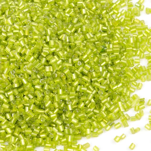 6000pcs Green Bugle Beads Bulk, Embroidery Tube Short Beads for Jewelry Making, Bracelet,Necklaces Supplies,Craft DIY(3x2mm) - color: Light green