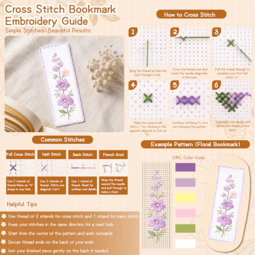 Fuyoooo 50 Pcs Blank Cross Stitch Bookmarks, Multicolor Embroidery Edge - color: Multicolor, style: Embroidery Edge