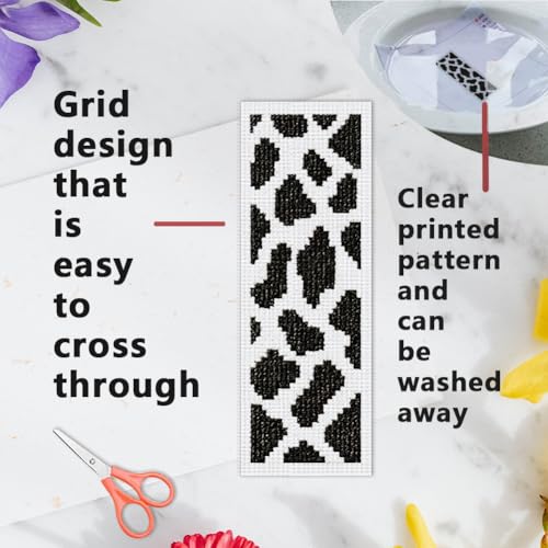 INFUNLY 6pcs Animal Textures Cross Stitch Bookmark Kit for Beginners DIY Leopard Print Embroidery Bookmark Kits Zebra Stripes Needlepoint Kit with Instruction Easy Cross Stitch Set for Book Readers - style: Animal Patterns