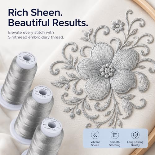 Simthread 5000M 40WT Polyester Embroidery Thread, Granite S105 - color: Granite S105