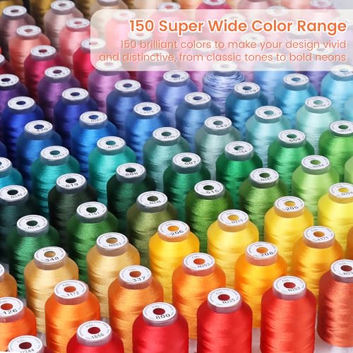 New brothread Mega Kit 150 Colors Embroidery Machine Thread 500M/550YD - color: 150Colors×500M