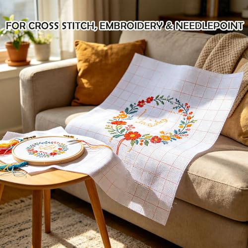 13 Mesh Cotton Evenweave Fabric for Canvas, 19 x 20 Inch (13 Mesh)
