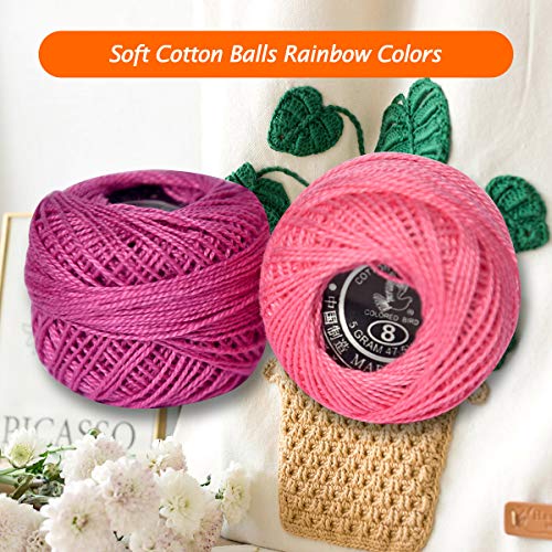 Crochet Thread 10 Balls Cardinal Size 8 for Crochet Hardanger Cross Stitch Needlepoint Hand Embroidery (Pink Series) - color: Pink Series