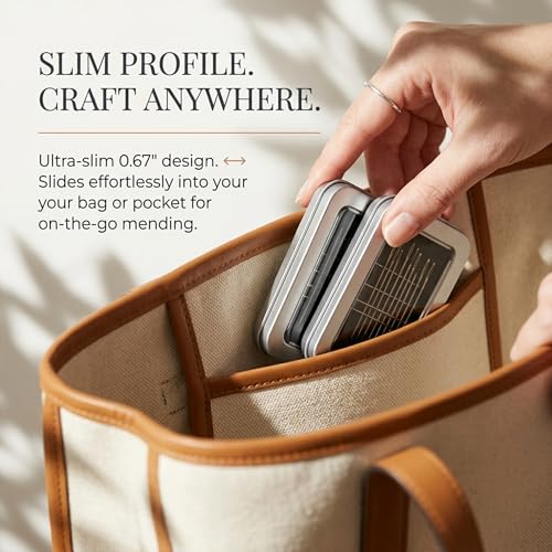 LIGHUFEIC 2 Pack Magnetic Needle Case with Clear Window, Portable Sewing Needle Holder Storage Box for Cross Stitch Embroidery, Rectangle Magnetic Needle Minder Keeper for Pins Organizer (Silver)