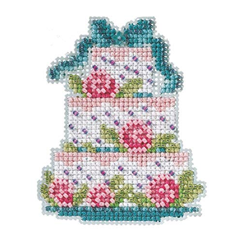 Frosted Cake Beaded Counted Cross Stitch Ornament Kit Mill Hill 2021 Spring Bouquet MH182111, multi