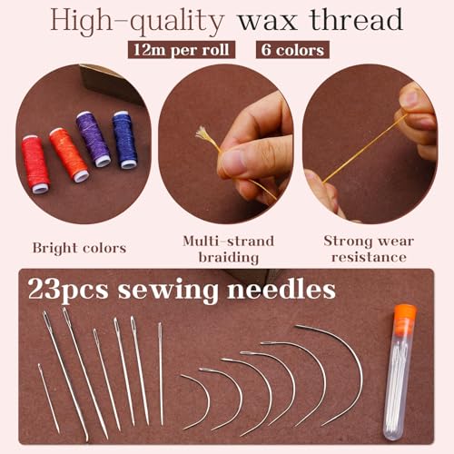 Leather Sewing Kit Upholstery Repair Kit Leather Stitching Kit - color: Multicolor - with Leather Punches