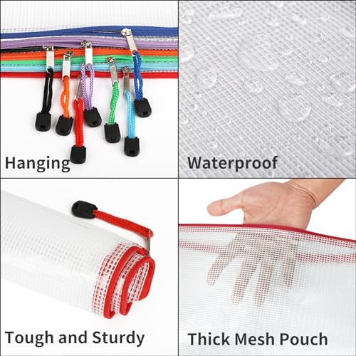 EOOUT 24pcs Mesh Zipper Pouch Bags, for Organizing Storage, Waterproof Zipper Pouches, Letter Size, File Bags for Toys, Puzzle, Board Games - style: a-24pcs