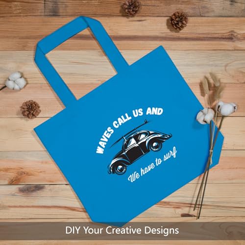 TOPDesign 1-Pack Super Strong Large 12oz Cotton Canvas Tote Bag, Reusable Grocery Shopping Cloth Bag, Fashionable Two-Tone Tote for Crafts, DIY Your Creative Designs - color: Ocean Blue