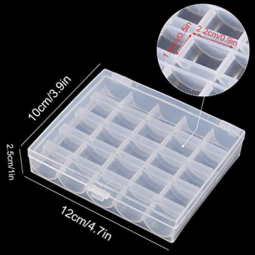 Bobbin Box,Machine Bobbin Organizer Plastic Case,Transparent 25 Slots Empty Bobbins Spools Box，Sewing Craft Plastic Case Storage Box for Sewing Machine - size: 2Pack