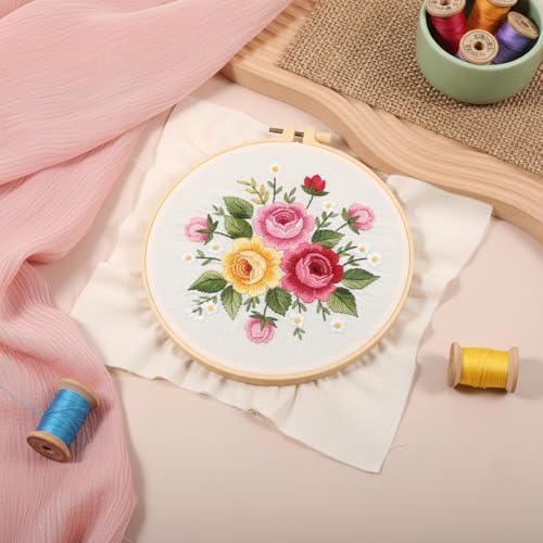 16 PCS Embroidery Fabric Cloth Pre-Cut Hand Embroidery Fabric Squares 4 Different Sizes 5.9 to 11.8inch Natural Cotton Fabrics for Garment Craft