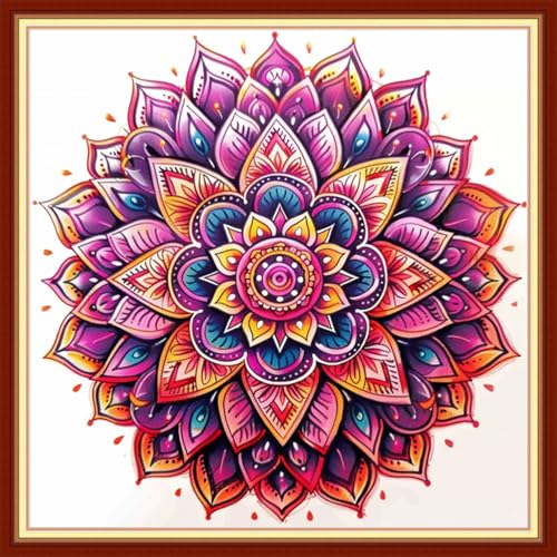 Artvxeay Stamped Cross Stitch Kits - Embroidery Kits for Beginners Cross Stitch Kits for Adults 11 CT Printed Patterns Needlepoint Kits - Colorful Mandala 18x18 inch - color: Colorful Mandala 18x18 inch