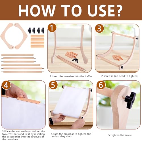 Adjustable Embroidery Table Stand, Wooden Cross Stitch Hoop Holder