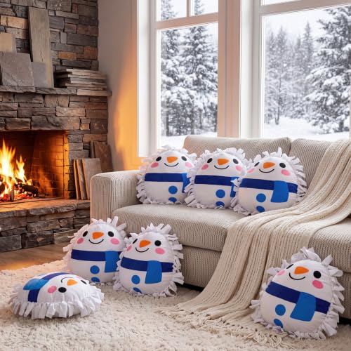 Weysat 6 Sets Winter Snowman Tied Pillow Craft Kit DIY No Sew Fleece Gifts - style: Winter Snowman