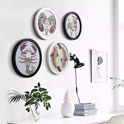 alfyng Round Photo Frame Wooden Wall Hanging Picture Frames Black 6 inch - color: black, size: 6 inch