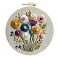 JJFox Embroidery Kit for Beginners and Adults, DIY Hand Embroidery Starter Kit with Cute Pattern, Cross Stitch Needlepoint Set with Hoop, Threads and Instructions (Flower) - color: Flower